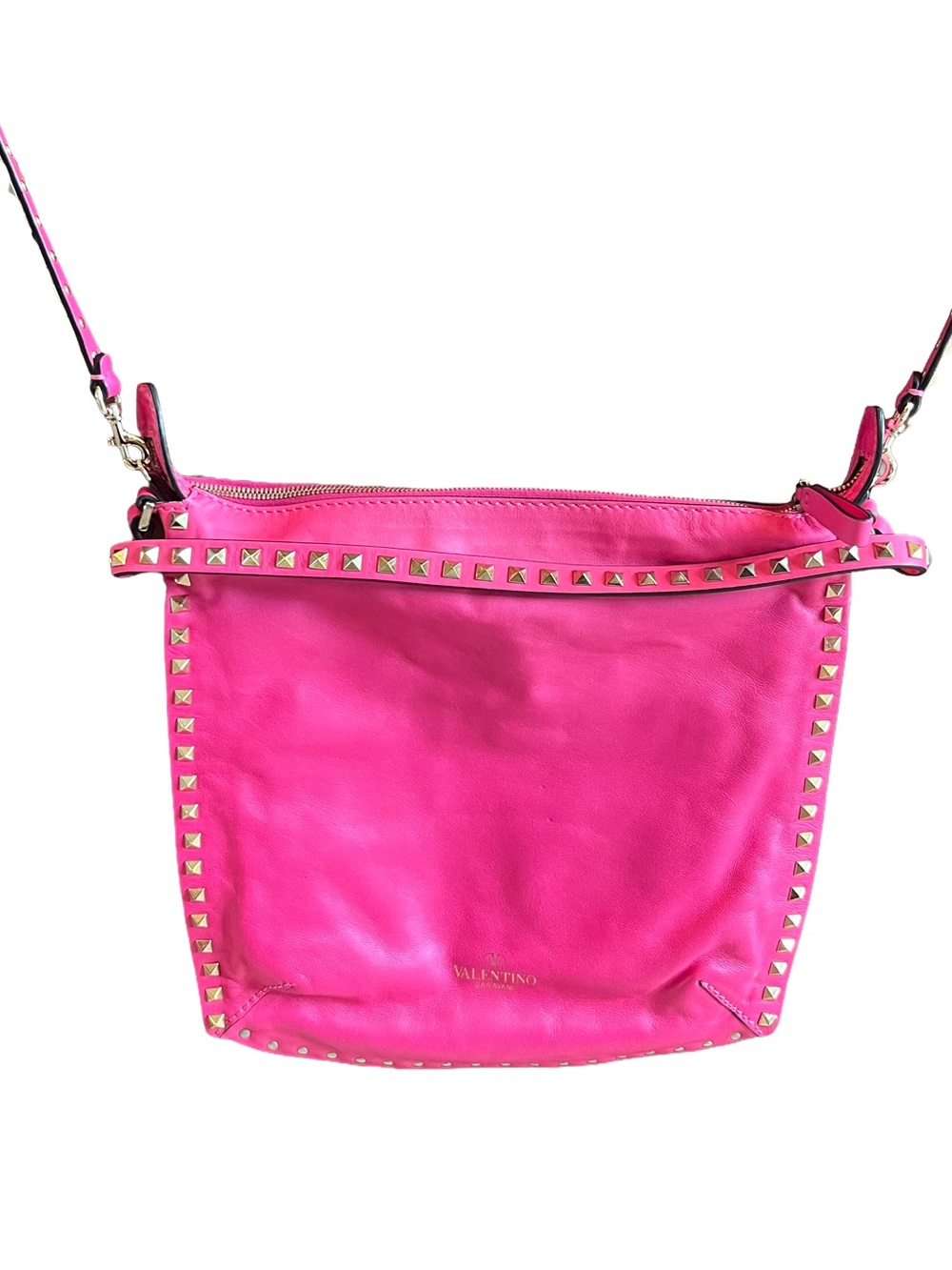 Valentino Rockstud Fuchsia Leather Shoulder Bag